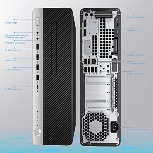 HP Elitedesk 800 G3 SFF PC Bundle - Dual 24'' KOORUI Monitors, Intel i7-6700,16GB DDR4,512GB NVMe SSD + 2TB HDD,AX200 Wi-Fi 6,Wireless Keyboard, Mouse,Windows 10 Pro 64-bit (Renewed), Black/Silver - Image 6