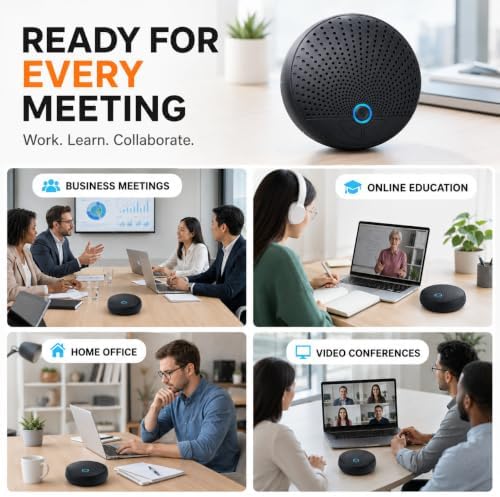 CM300 Conference Speaker with 10 Wireless AI Mics, 360° Pickup, 65FT Range, Noise Reduction, Echo Cancellation, Full Duplex USB Speakerphone for 10-Person Meetings, Zoom and Microsoft Teams - Image 5