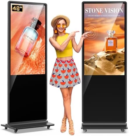 MWE 49 Inch Indoor Digital Signage Touchscreen Kiosk Floor Standing Advertising Display LCD Totem Interactive Display Poster Android System with Auto Media Player by QIXZOCV
