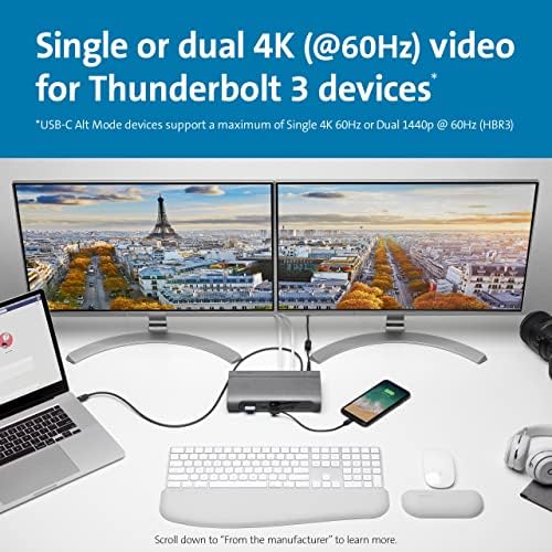 Kensington SD5600T 14-in-1 Thunderbolt 3 Dock USB-C - Compatible with Thunderbolt 4, Mac and Windows, 96W Charging, Dual 4K@60Hz, 40Gbps Transfer Speeds, HDMI 2.0 and DisplayPort, Ethernet (K34009US) - Image 4