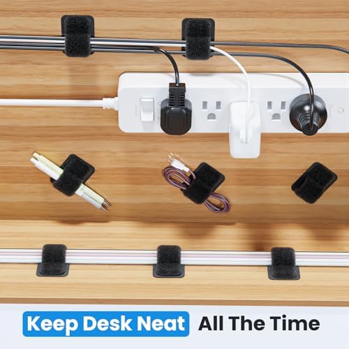 Cable Management Under Desk, Enhanced up to 15 Cord Organizer 20 Pair-Black - Image 2