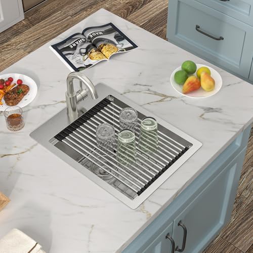 15"x20" Bar Prep Sink Drop In Workstation with Faucet Combo - Image 4