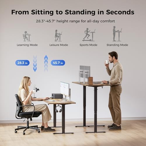 Agilestic 59 * 35 Inch Reversible L Shaped Electric Standing Desk, White - Image 5