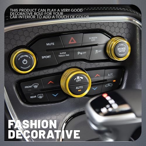 3PCS Air Conditioner Switch Button Knob Cover, Aluminum Alloy Knob Ring Trim Cover, Climate Control Knob Covers, Auto Accessories Compatible with Most Vehicles (Gold) - Image 4
