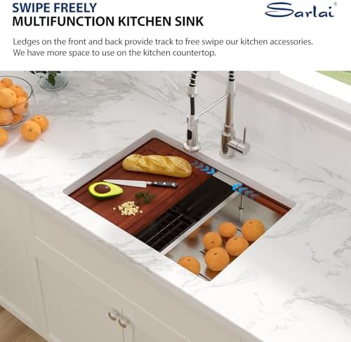 Sarlai 25 Inch Kitchen Sink Undermount 25"x19" Workstation Stainless Steel - Image 5