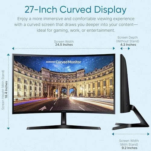 Samsung S36GD 27" Curved Monitor – LCD FHD, 16:9, 1920x1080, HDMI, VGA, VESA, Eye Saver & Flicker-Free Tech – Boomph's Comprehensive Ultimate Performance Cloth Solution for Your Workspace - Image 5