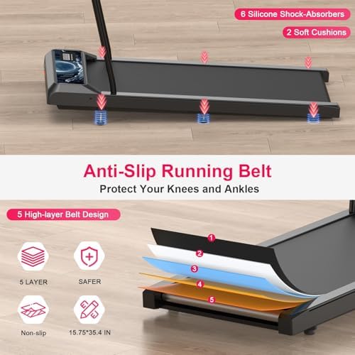 Under Desk Treadmill with Incline, Portable Walking Pad with Handlebar - Image 6