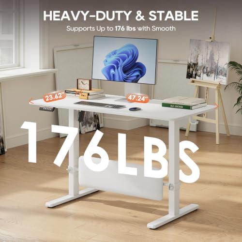 MALOL 47" x 24" Height Adjustable Electric Standing Desk, White - Image 6