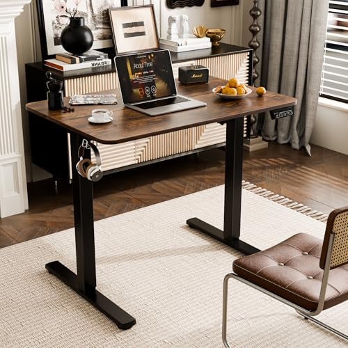 Small Standing Desk,35"x24" Height Adjustable Sit-Stand Home Office, Brown - Image 2