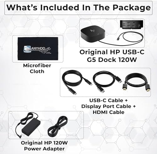 HP 5TW10AA USB-C Dock G5 Laptop Docking Station HDMI DP with Adapter - Image 2
