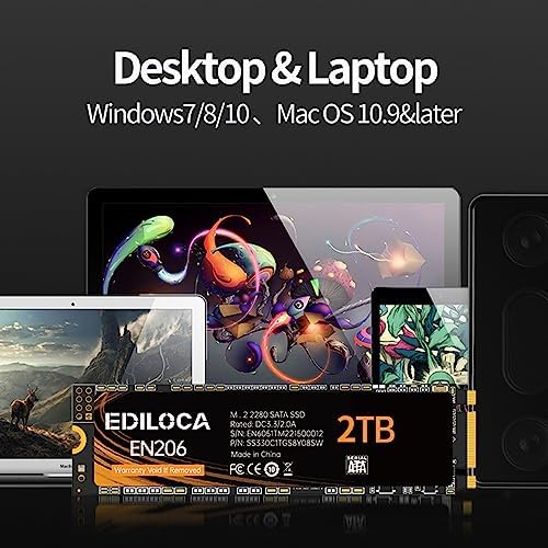 Ediloca EN206 2TB SSD M.2 SATA 3D NAND TLC, M.2 2280 SATA III 6Gb/s SSD Internal Hard Drive, Read/Write Speed up to 550/480 MB/s, Compatible with Ultrabooks, Tablet Computers and Mini PCs - Image 5