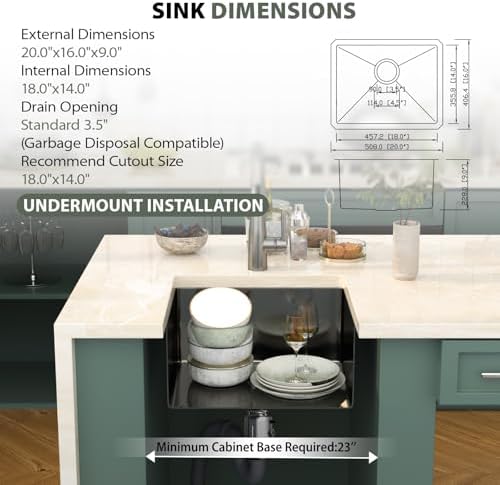 Mocoloo 20 Inch Gunmetal Black Undermount Bar Sink - 20" x 16" Small Kitchen Sink T304 Stainless Steel Handmade Single Bowl Round Corner Under Counter Wet Bar Sink for Kitchen Prep & RV - Image 2