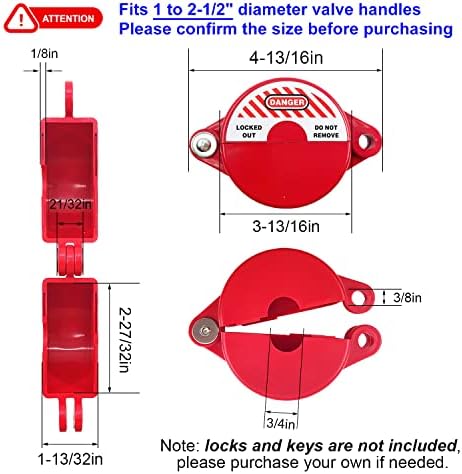 Gate Valve Lockout Device 2Pack Rotating Plastic Outdoor Water Hose Protector Babyproof 1-2.5in Diameter Valve Handles Red Secure for Water Spigot Faucet Knob Oil Natural Gas Propane Tank Lock Outdoor - Image 2