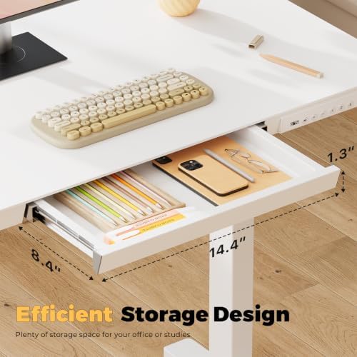32" Electric Standing Desk with Drawer, Rolling Laptop Desk - Image 2
