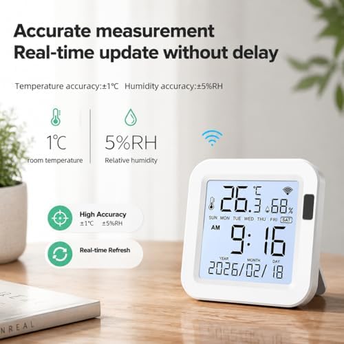 WiFi Thermometer Hygrometer: Indoor Temperature & Humidity Monitor with App - Image 4