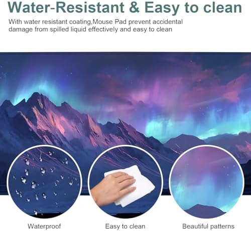 Aurora Gaming Mouse Pad 35.4"x15.7" Large Extended Pad Desk Mat Anti-Slip Rubber Base & Durable Stitched Edges for Gamers Smooth Mouse Pad Writing Surface for Desk Office/Home - Image 5