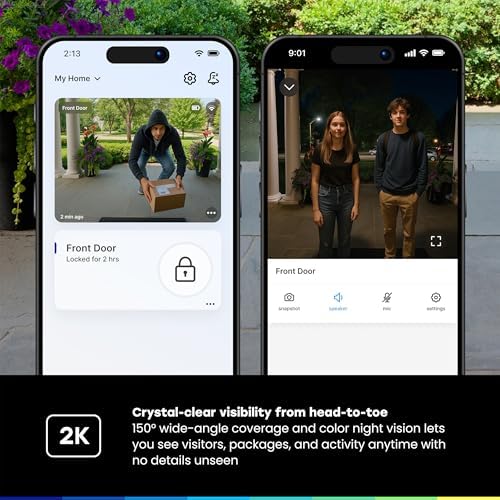myQ Secure View™ 3-in-1 Smart Lock Deadbolt + myQ Chime + Extra Battery, Keyless Entry Lock, 2K HDR Doorbell Camera, Face, Fingerprint & PIN Access, App Control, Color Night Vision & Two-Way Audio - Image 7