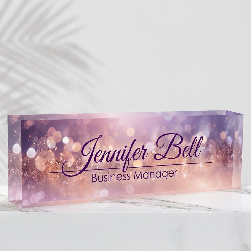 Desk Name Plate Personalized Name Plate for Desk, Office Desk Decor, 3D Style Personalized Plaque Name Plates for Desks Custom Appreciation Gifts for Boss Lady Employee Coworkers (Blissful Purple) by Ueedklaayy
