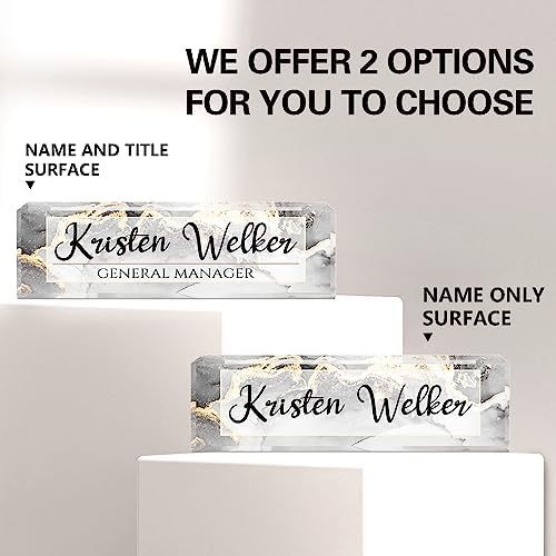 Name Plate for Desk, Desk Name Plate Personalized, Office Decor for Women Men, Acrylic Desktop Accessories, Office Gifts for Boss Nurse Teacher Coworker, Employee Appreciation Gift (Silver/Gold) - Image 2