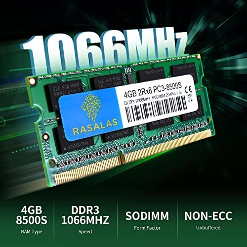 RASALAS 8GB Kit (2 x 4GB) PC3-8500 DDR3 1066 Mhz 1067 MHz 8500s SODIMM RAM Laptop Memory Upgrade for Notebook 204PIN 1.5V Memory - Image 7