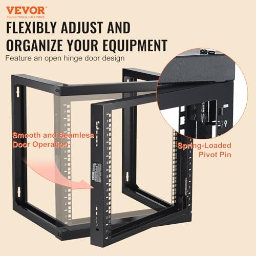 VEVOR 9U Server Rack, Wall Mount Network Rack for 19 Inch IT & AV Equipment, Open Frame 18" Deep 150 lbs Max Load Capacity - Image 2
