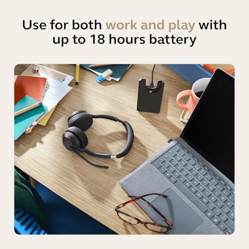 Jabra Evolve2 55 Stereo Wireless Headset - Features AirComfort Technology, Noise-Cancelling Mics & Active Noise Cancellation - Works with UC Platforms Such as Zoom & Google Meet - Black - Image 6