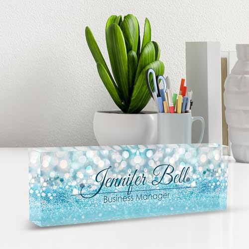Personalized Name Plates for Office - Gifts for Teacher, Boss, Employee Appreciation - Office Desk Decor (Fancy Blue) - Image 7