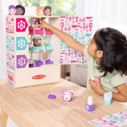 Melissa & Doug Beauty Kiosk Wooden Vending Machine Salon Play Set - Image 6