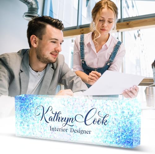 Personalized Desk Name Plate - Blue Diamonds, Office Decor Gift for Teacher, Boss, Employee Appreciation - Image 6
