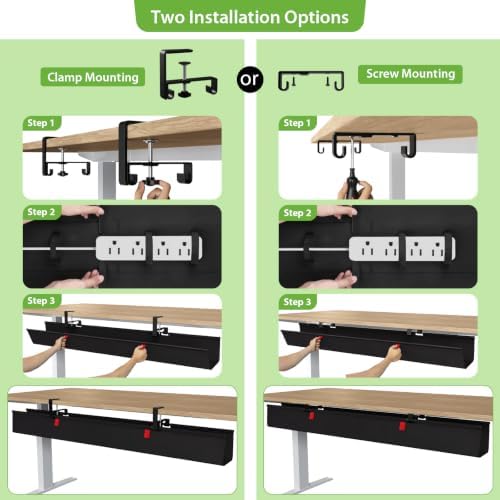 KEEGH Extra Large No Drill Under Desk Cable Management Tray 48 in, Black - Image 2