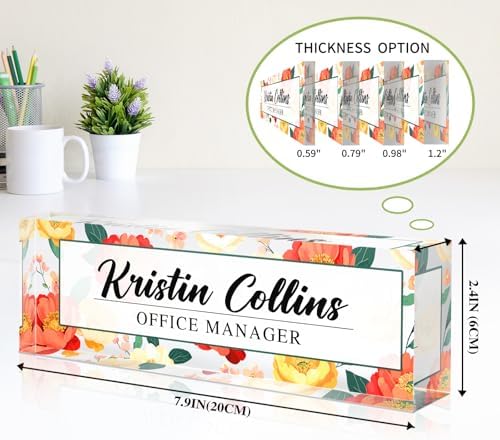Custom Name Plate for Desk, Personalized Desk Name Plate on Clear Acrylic Glass, Appreciation Gifts for Teacher Employee Boss Coworkers Nurse, Office Desk Accessories for Women Men (Persimmon) - Image 6