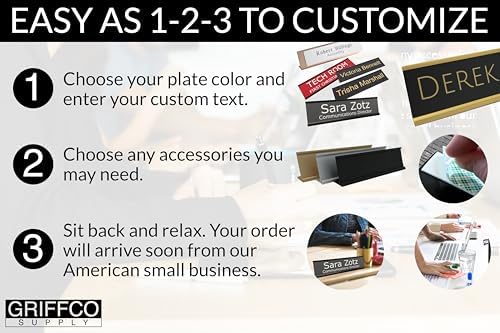 Personalized Desk Name Plates - Custom Office Wall or Desk Name Plates With Aluminum Holder With Two Lines of Laser Engraved Text, 2" x 8" - Image 2