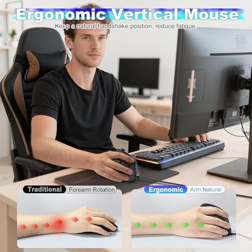 TRELC Wired Gaming Mouse with 5 D Rocker, 10000 DPI/11 Programmable Buttons, Vertical Ergonomic Mouse with On-Board Memory, Optical Computer Mice for PC/Laptop/E-Sports/Gamer - Image 4