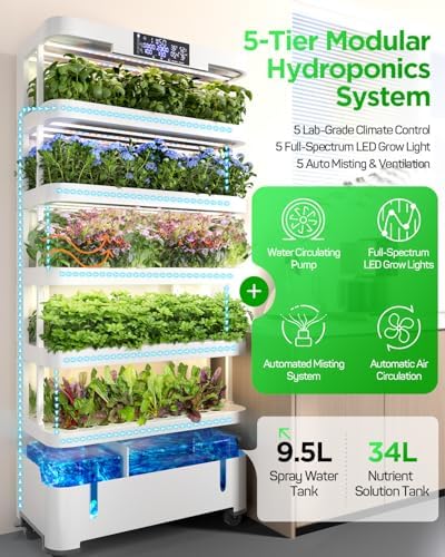 Woolooloo Large Hydroponics Growing System Kit, 5-Tier Indoor Herb Garden with Smart Climate Control, Auto Misting, Full Spectrum Grow Light, Vertical Hydroponic System for Home or Commercial - Image 2