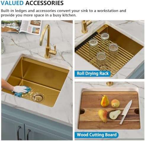 17"x17" Gold Bar Prep Sink Undermount Workstation - Image 6