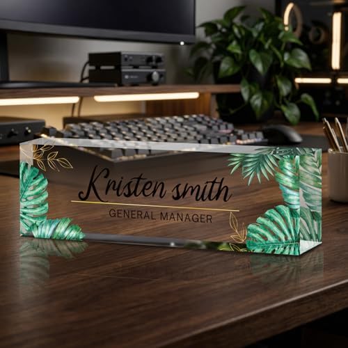 Personalized Name Plate for Desk Custom Desk Name Plate Acrylic Office Desk Accessories Decor for Women Teacher Nurse Boss Employee Appreciation Gifts for Mother Monstera Name Plates - Image 6