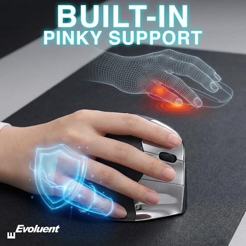 Evoluent – The World's Original Vertical Mouse – VMC Classic Wireless USB/Bluetooth Ergonomic Mouse Right Hand M-L, Sculpted Comfort, 4 Speeds, Non-Programmable Copy & Paste Buttons - Image 6