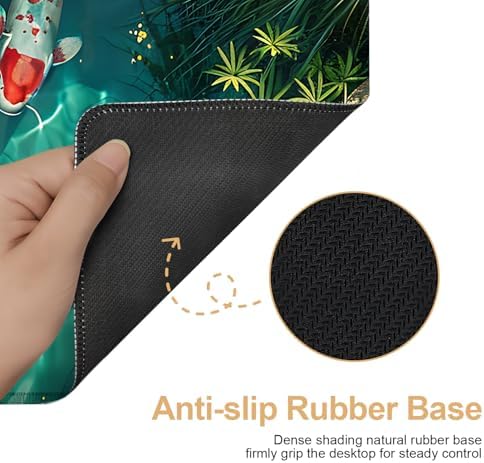 Large Mouse Pad Koi Fish Desk Mat, Extended Gaming Mouse Pad with Non-Slip Rubber Base, Thick 3mm Smooth Surface Keyboard Mat for Office & Home,35.43 x 15.75 in - Image 2