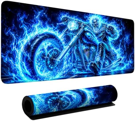 Halloween Motorcycle Skeleton Extended Gaming Mouse Pad 35.4"x15.7" Large Extended Pad Desk Mat Anti-Slip Rubber Base & Durable Stitched Edges for Gamers Smooth Mouse Pad Writing by LEIWEIHOPE
