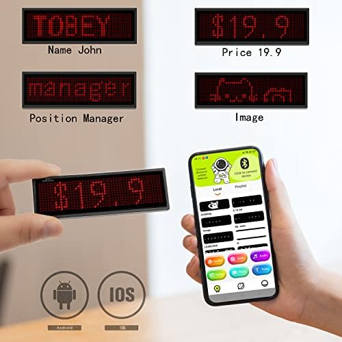 Bluetooth Led Name Badge, Wireless Rechargeable LED Name Tag Scrolling Message Display Programmable LED Signs with Magnet and Pin(Mixcolor) - Image 3