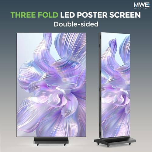 MWE P1.86 Tri-Fold LED Poster Screen with Flight Case, 90" Dual-Sided LED Digital Signage Display with Publishing System, Foldable Advertising Display Kiosk Video Wall for Events, WiFi/USB/HDMI - Image 3