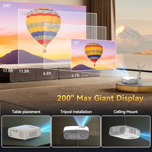 Projector with WiFi and Bluetooth, Pericat 4K Supported Native 1080P Projector, Portable Movie Outdoor Projector for Home Theater, Mini Projector Compatible with PC, HDMI, USB, TV Stick, PS5 - Image 5