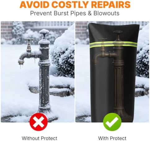 Extended Outdoor Faucet Cover, 34.65" H x 13.78" W, Thick Insulated Sprinkler Freeze Protector with Reflective Strips for RV Hydrant, Garden Spigot & Yard Faucet - Image 5