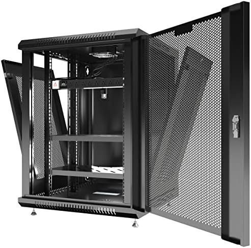 Sysracks 15U Networking Cabinet 24-inch Depth Server Rack Locking Network Enclosure with Fan, Power Strip, Shelves, Feet, Dust-Tight Cable Entries and Other Accessories - Image 2