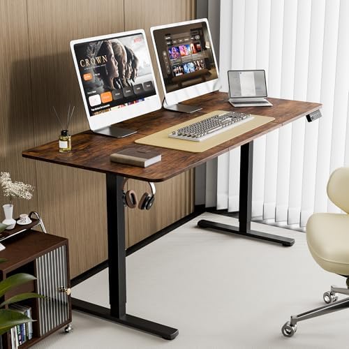 63"x28" Standing Desk, Height Adjustable Sit-Stand Home Office, Brown - Image 2