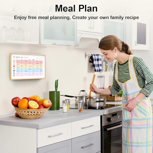 Digital Calendar 15.6" Digital Wall Planners for Family Schedules, Electronic Calendar with 1920*1080 Interactive Touchscreen, Digital Photo Frame Built-in 64GB Memory, Smart Calendar-Wooden - Image 5
