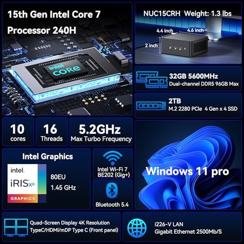 ASUS NUC 15 Pro NUC15CRHC7， Intel NUC 15 Pro Core 7 240H, 32GB RAM, 2TB SSD - Image 3