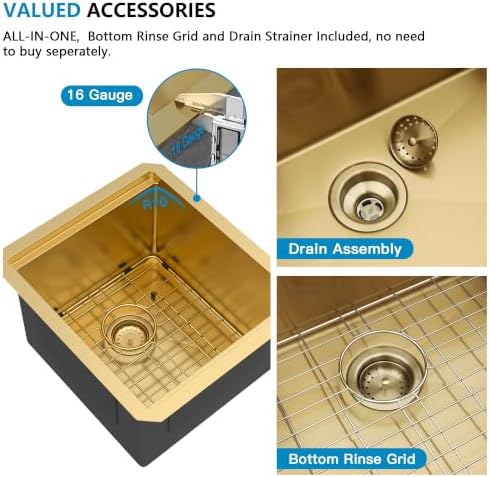 15"x17" Gold Bar Prep Sink Undermount Workstation - Image 7