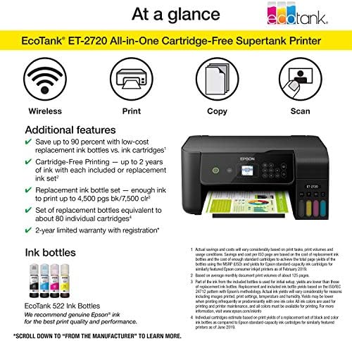 Epson EcoTank ET-2720 Wireless Color All-in-One Supertank Printer with Scanner and Copier - Black - Image 4