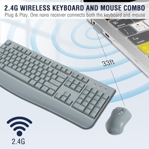 EDJO Wireless Keyboard and Mouse Combo, USB Plug & Play (Grey) - Image 3